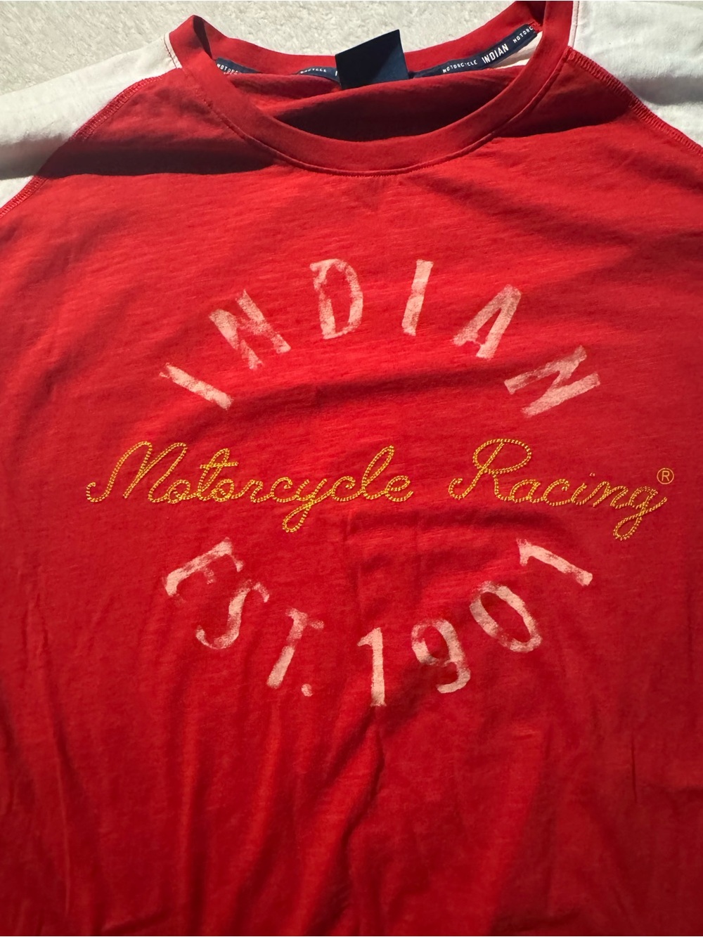 Indian Motorcycle Racing Red & White Raglan Long-Sleeve Tee - Picture 4 of 5